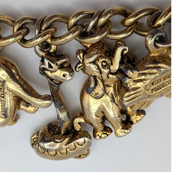 Vintage Walt Disney Productions Jungle Book Gold Tone 12-Charm Bracelet 7in - Picture 4 of 8